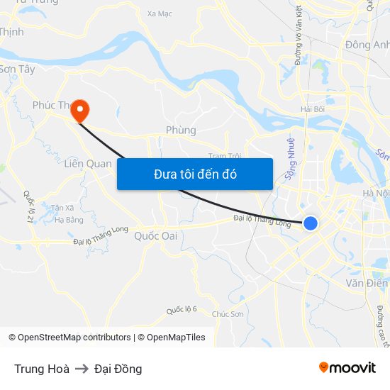 Trung Hoà to Đại Đồng map