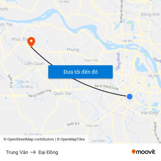 Trung Văn to Đại Đồng map