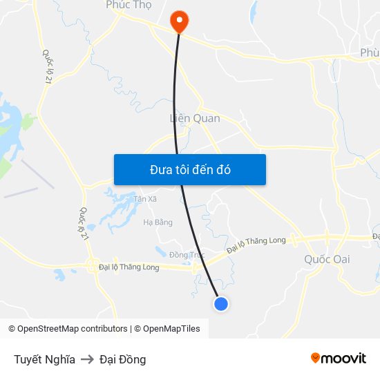 Tuyết Nghĩa to Đại Đồng map