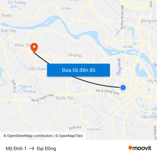 Mỹ Đình 1 to Đại Đồng map