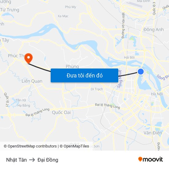 Nhật Tân to Đại Đồng map