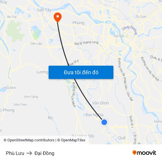 Phù Lưu to Đại Đồng map
