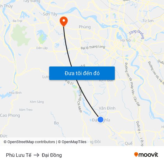 Phù Lưu Tế to Đại Đồng map