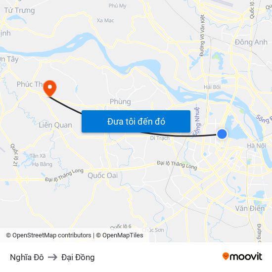 Nghĩa Đô to Đại Đồng map