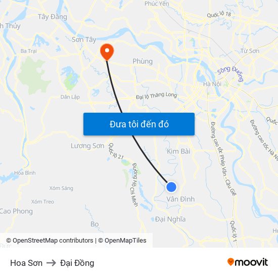 Hoa Sơn to Đại Đồng map