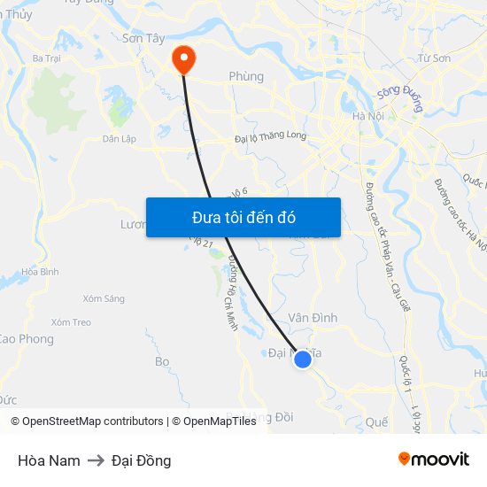 Hòa Nam to Đại Đồng map