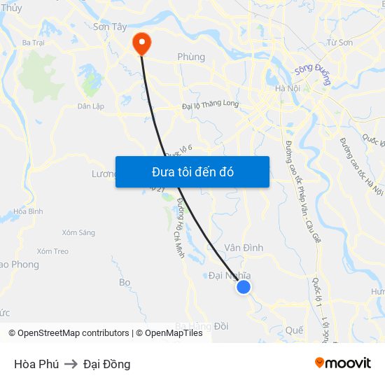 Hòa Phú to Đại Đồng map
