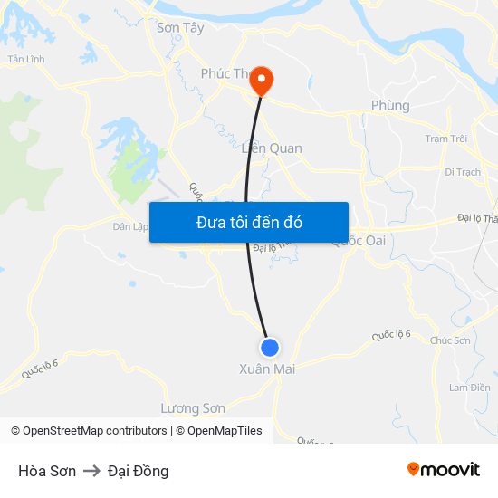 Hòa Sơn to Đại Đồng map