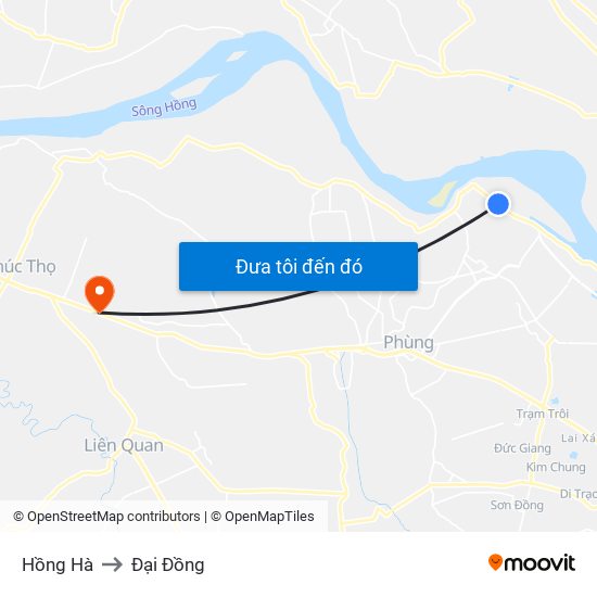 Hồng Hà to Đại Đồng map