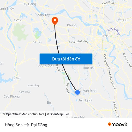 Hồng Sơn to Đại Đồng map