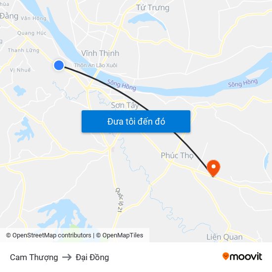 Cam Thượng to Đại Đồng map