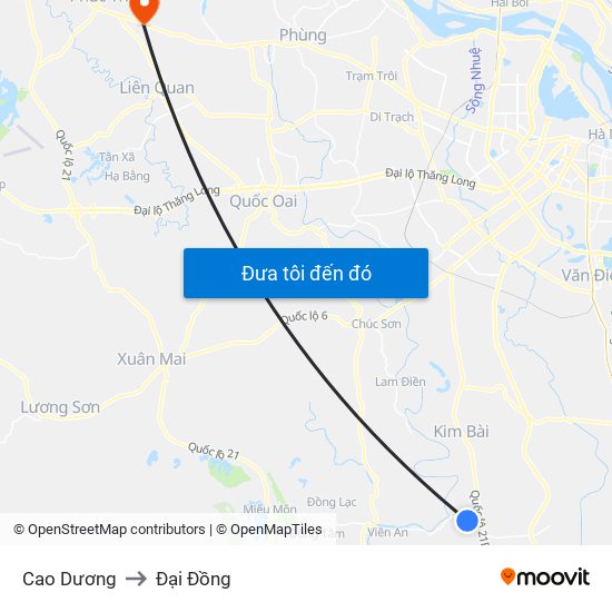 Cao Dương to Đại Đồng map