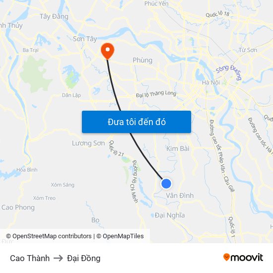 Cao Thành to Đại Đồng map