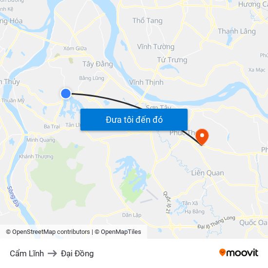 Cẩm Lĩnh to Đại Đồng map