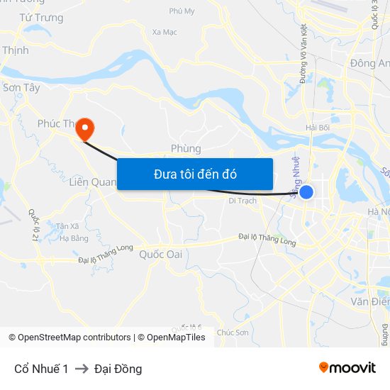 Cổ Nhuế 1 to Đại Đồng map