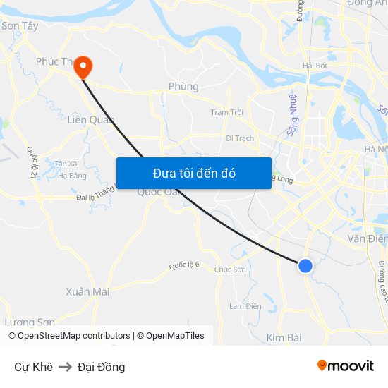 Cự Khê to Đại Đồng map