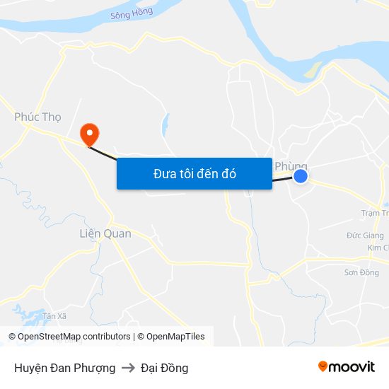Huyện Đan Phượng to Đại Đồng map