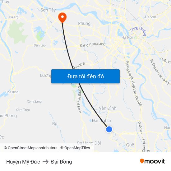 Huyện Mỹ Đức to Đại Đồng map