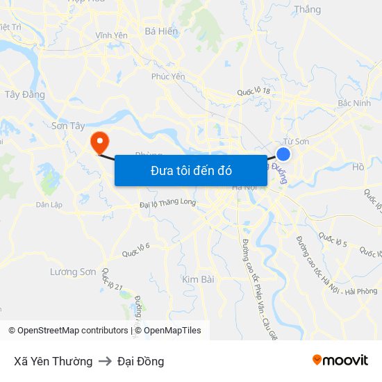 Xã Yên Thường to Đại Đồng map