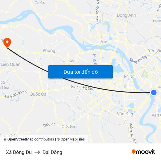 Xã Đông Dư to Đại Đồng map