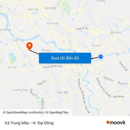 Xã Trung Mầu to Đại Đồng map