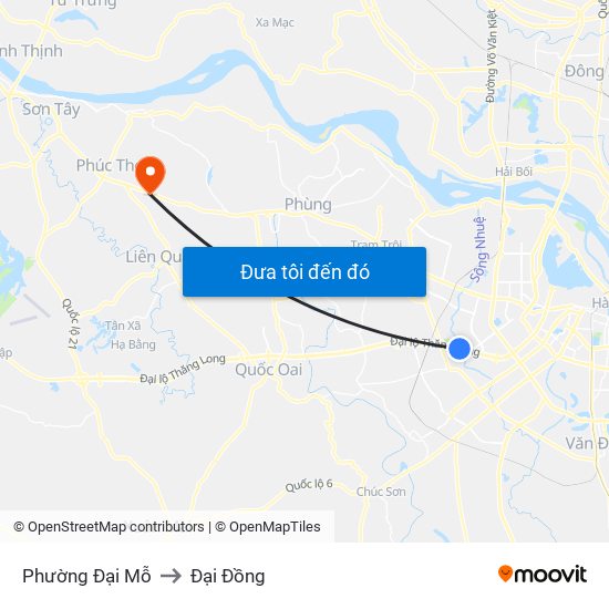 Phường Đại Mỗ to Đại Đồng map