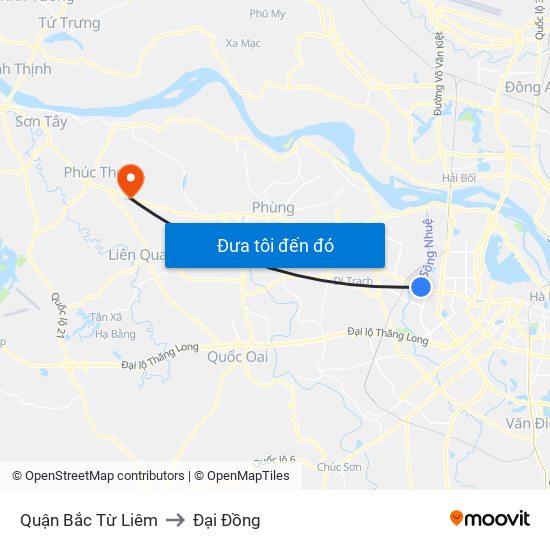 Quận Bắc Từ Liêm to Đại Đồng map