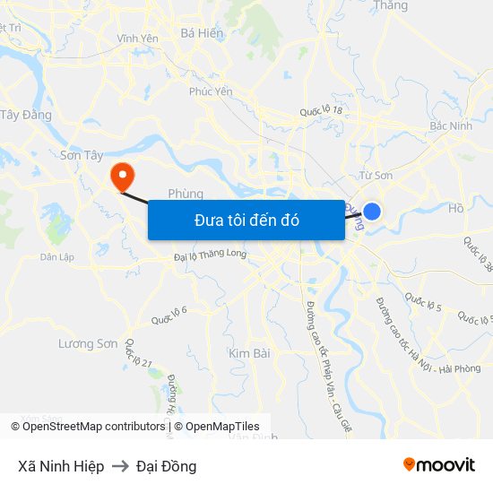 Xã Ninh Hiệp to Đại Đồng map