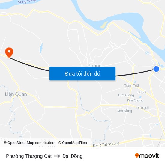 Phường Thượng Cát to Đại Đồng map