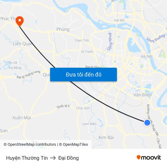 Huyện Thường Tín to Đại Đồng map