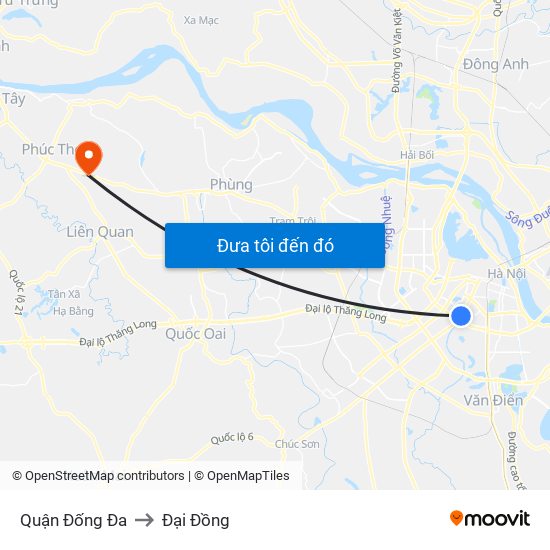 Quận Đống Đa to Đại Đồng map