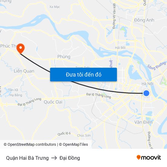 Quận Hai Bà Trưng to Đại Đồng map