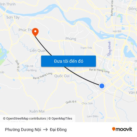 Phường Dương Nội to Đại Đồng map