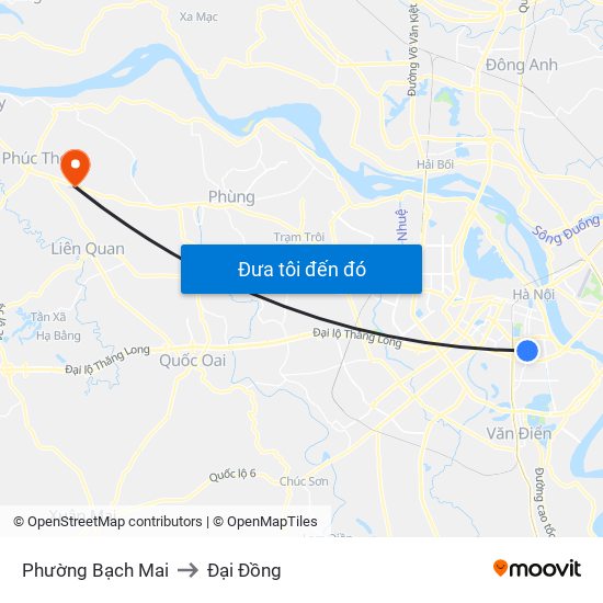Phường Bạch Mai to Đại Đồng map