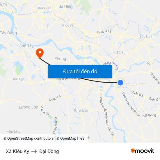 Xã Kiêu Kỵ to Đại Đồng map