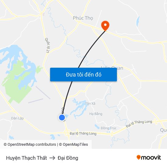 Huyện Thạch Thất to Đại Đồng map