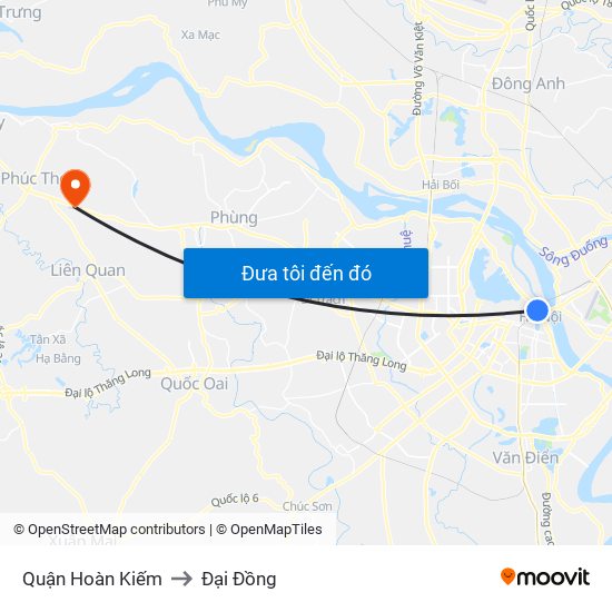 Quận Hoàn Kiếm to Đại Đồng map