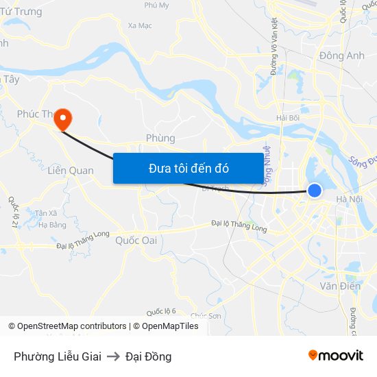 Phường Liễu Giai to Đại Đồng map