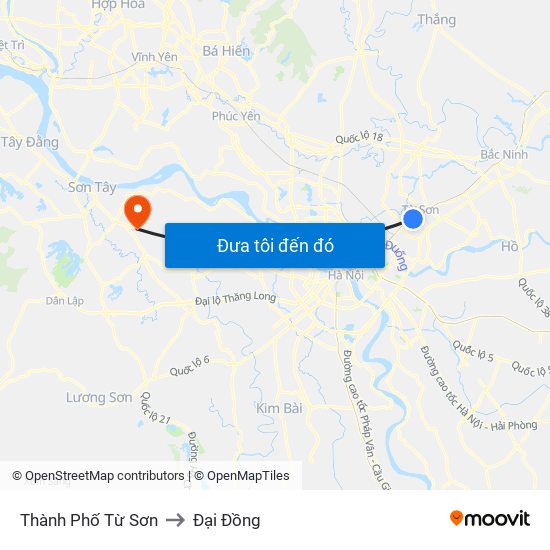 Thành Phố Từ Sơn to Đại Đồng map