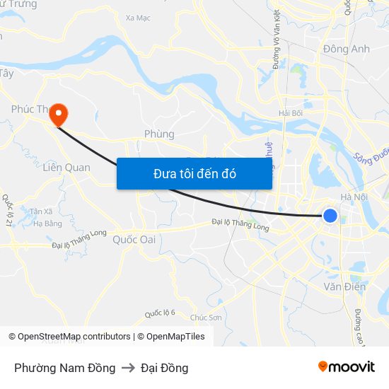 Phường Nam Đồng to Đại Đồng map