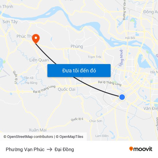 Phường Vạn Phúc to Đại Đồng map