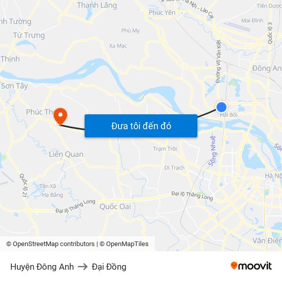 Huyện Đông Anh to Đại Đồng map