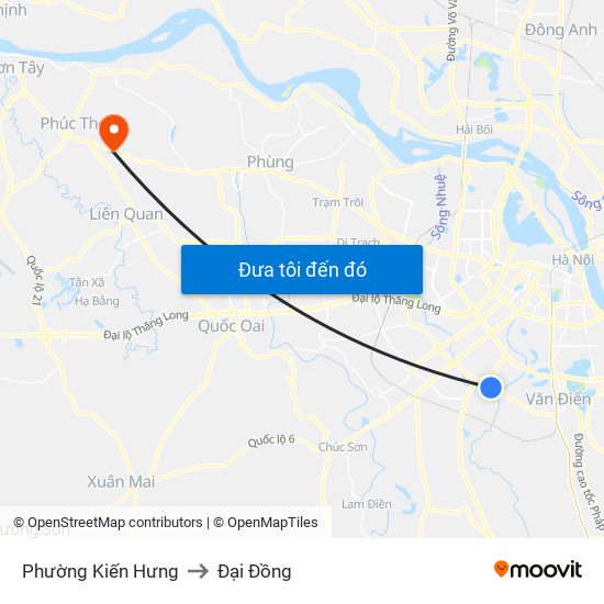 Phường Kiến Hưng to Đại Đồng map