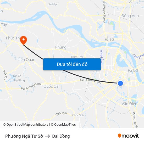 Phường Ngã Tư Sở to Đại Đồng map