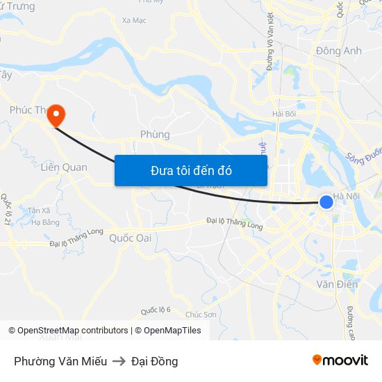 Phường Văn Miếu to Đại Đồng map