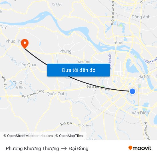 Phường Khương Thượng to Đại Đồng map