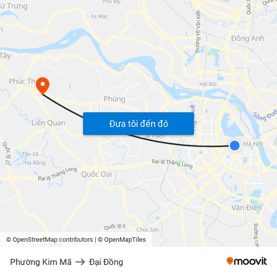Phường Kim Mã to Đại Đồng map