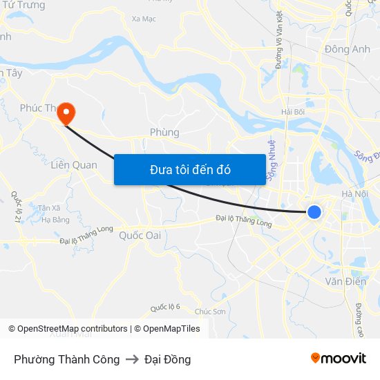 Phường Thành Công to Đại Đồng map