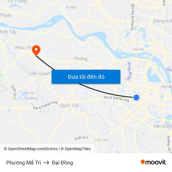 Phường Mễ Trì to Đại Đồng map