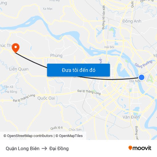 Quận Long Biên to Đại Đồng map